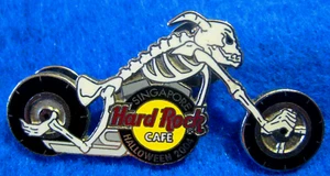 SINGAPORE 04 HALLOWEEN SKELETON DEMON CUSTOM MOTORCYCLE BIKE Hard Rock Cafe PIN - Picture 1 of 1