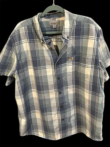 Camisa de hombre Carhartt 2XL con botones calce relajado manga corta azul a cuadros - Imagen 1 de 8