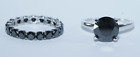 Ross-Simons 4.00ctw NATURAL Black Diamond Solitaire + Eternity Ring Set 14K SZ6