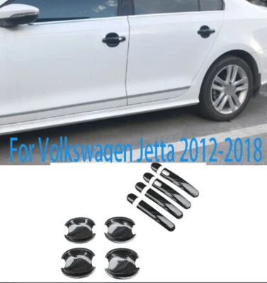 Para Volkswagen Jetta 2012-2018 ABS Fibra de Carbono Manija de Puerta Lateral Tazón Cubierta Borde Foto 1 de 4