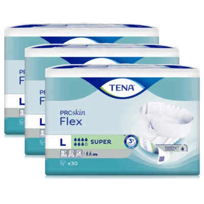 TENA Flex Super Large / L - 3 Packungen / 3 x 30 = 90 Stück (1 Karton)