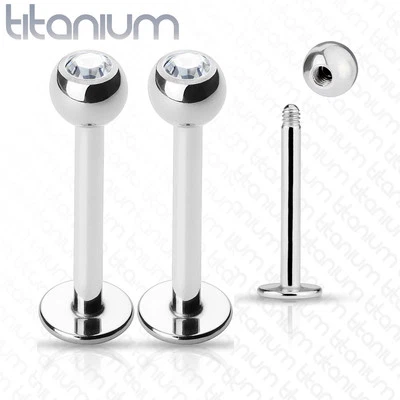 Barra perno prisionera de titanio sólido grado 23 implante de 2 piezas gema circonita cúbica 16 g 5/16" Foto 1 de 2