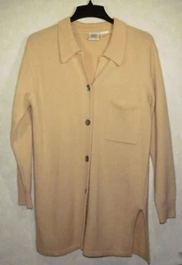 Madeleine Cardigan Sweater Women S Beige Wool Angora Blend Long Sleeve - Picture 1 of 11