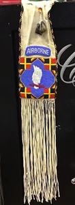 ANTIQUE LAKOTA/SIOUX ARMY AIRBORNE CUSTOM PIPE BAG ~ (VIETNAM WAR ERA - 1980'S) - Picture 1 of 7