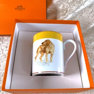 Hermes Paris Mug Cup Griffon Fauve de Bretagne Porcelain Tableware with Case - Picture 1 of 11