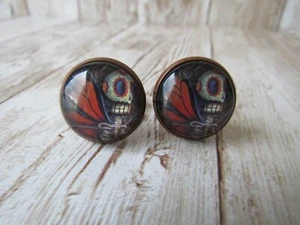 Skull Fly Cufflinks Wedding Groom Halloween Gothic Cuff Links CL15 - Picture 1 of 2
