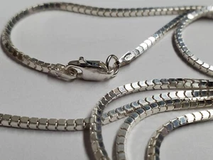 Vintage IBB Sterling 925 Silver Box Link Necklace 2mm 12.2g 58" ITALY - Picture 1 of 3