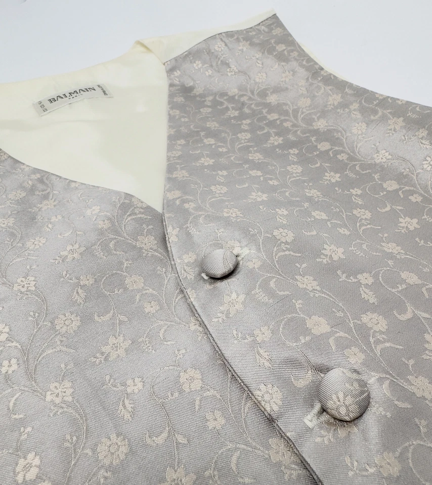 Chaleco Chaleco Balmain Paris Vintage Estampado Floral Seda, Talla L, EU 52 Foto 1 de 4