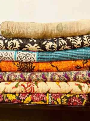5 Pieces Mix Lot of Indian Tribal Kantha Quilts Vintage Cotton Bed Cover Throw - Image 1 of 4