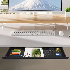 Slide Out Under Desk Keyboard Tray Pull Out Keyboard Drawer Shelf Space Saver - Picture 1 of 23