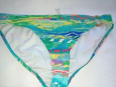 Ralph Lauren Swim Bottom Sexy Ring Front Hipster US 14 tie dye green blue yellow - Image 1 of 4