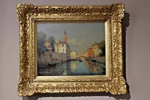 Antoine Bouvard snr original firmado óleo sobre lienzo pintura Venecia - Canal - Imagen 1 de 13