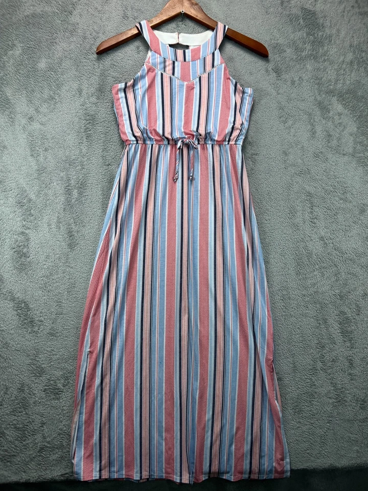 Trixxi Three Pink Hearts Maxi Dress Juniors Large Pink Stripe IVOCORAL Sleeveles - Image 1 of 4