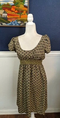 Vestido Corey Lynn Calter Anthropologie 100% Seda Floral Geométrico Gris Talla 4 Pequeño Foto 1 de 4