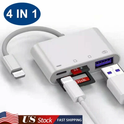 4in1 USB to Card Reader Adapter USB Camera Micro SD Memory Slot For iPhone iPad~ - Image 1 of 4