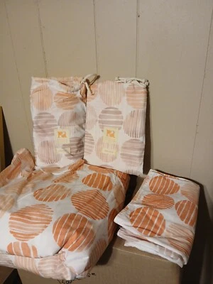 Juego de funda nórdica Pottery Barn Peach Circles King 3 King Shams Rebecca Atwood 4 piezas Foto 1 de 4