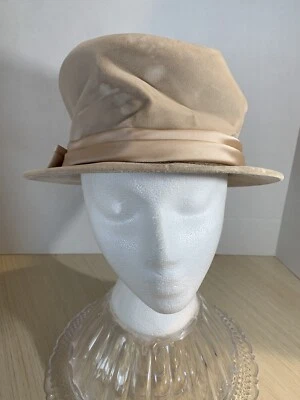 Sombrero con lazo vintage hecho por la Unión para mujer de terciopelo champán y satén talla única Foto 1 de 4