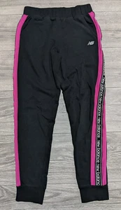 New Balance Joggers Girls Medium 10-12 Black w/Pink Stripe Accent Logo Kids - Picture 1 of 6