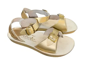 Salt Water Sun San Surfer Sandal Gold Sz 10 Hoyt Saltwater Summer Sandals - Picture 1 of 5