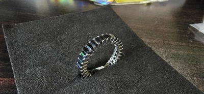 Juego de anillos de eternidad de circonita cúbica de ónix negro en plata de ley .925 - talla 8 Foto 1 de 2