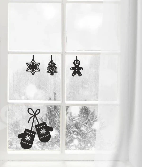 Wandtattoo  Aufkleber SET Wand X-MAS Weihnachten 4x Backen Plätzchen Fenster 71 - Bild 1 von 1