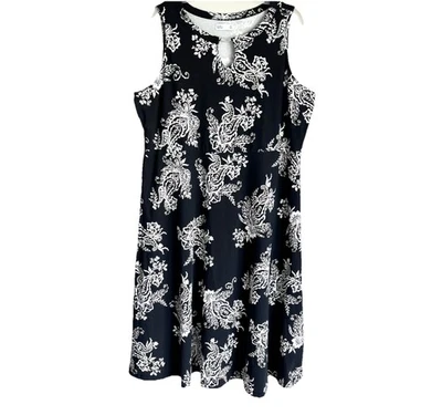 Croft & Barrow Sz XXL Black Floral Paisley Sleeveless Midi Dress - Image 1 of 4