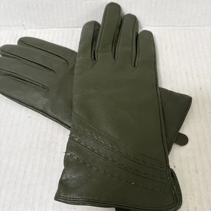 Damenhandschuhe Leder Kaschmir gefüttert grün butterweich Medium gebraucht, in einwandfreiem Zustand - Bild 1 von 5