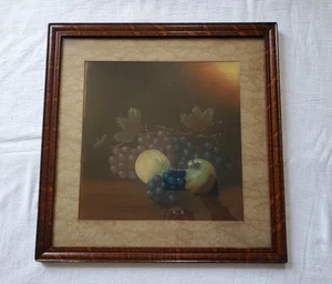 VTG WOOD FRAMED STILL LIFE W/FRUIT BY BROWN - USED/ANTIQUE - Picture 1 of 22