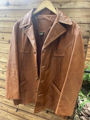  Chaqueta de Cuero Cabretta Piel de Ángel por Grais Talla 40R Hecha en EE. UU. De Colección Años 70✨ Foto 1 de 4