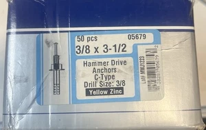 Midwest 3/8 In. x 3-1/2 In. Strike Hammer Drive Anchor (50 Ct.) Yellow Zinc - Picture 1 of 3