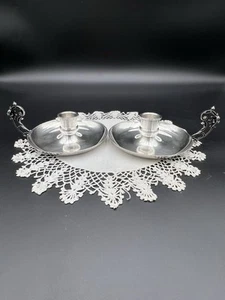 Vintage Silver Pair of Gothic Chamberstick Candle Holders - Picture 1 of 5