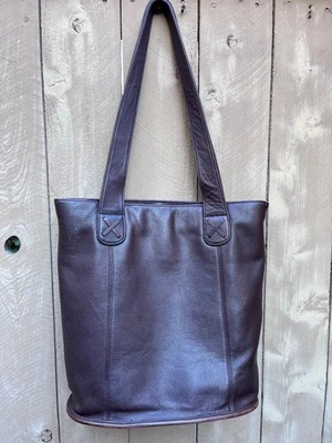 Винтажная темно-коричневая кожаная сумка-тоут Valerie Stevens — 13 x 14 дюймов - Изображение 1 из 4