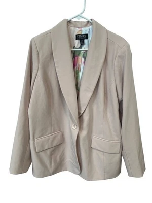 Dennis Basso Super Stretch Woven Blazer with Print Lining Size 1X Salty Beach - Image 1 of 4