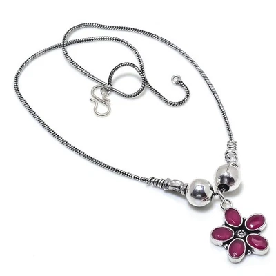 Kashmir Ruby(Simulated) Gemstone(Simulated) Gemstone HandmadeNecklace 18" G497 - Image 1 of 2