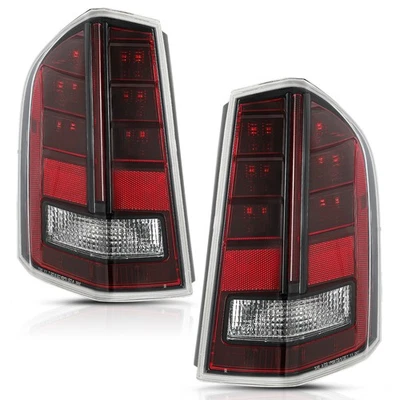 For 2011-2014 Chrysler 300 w/ Red Accent LED Tail Lights Black Brake Lamps LH&RH Foto 1 de 4