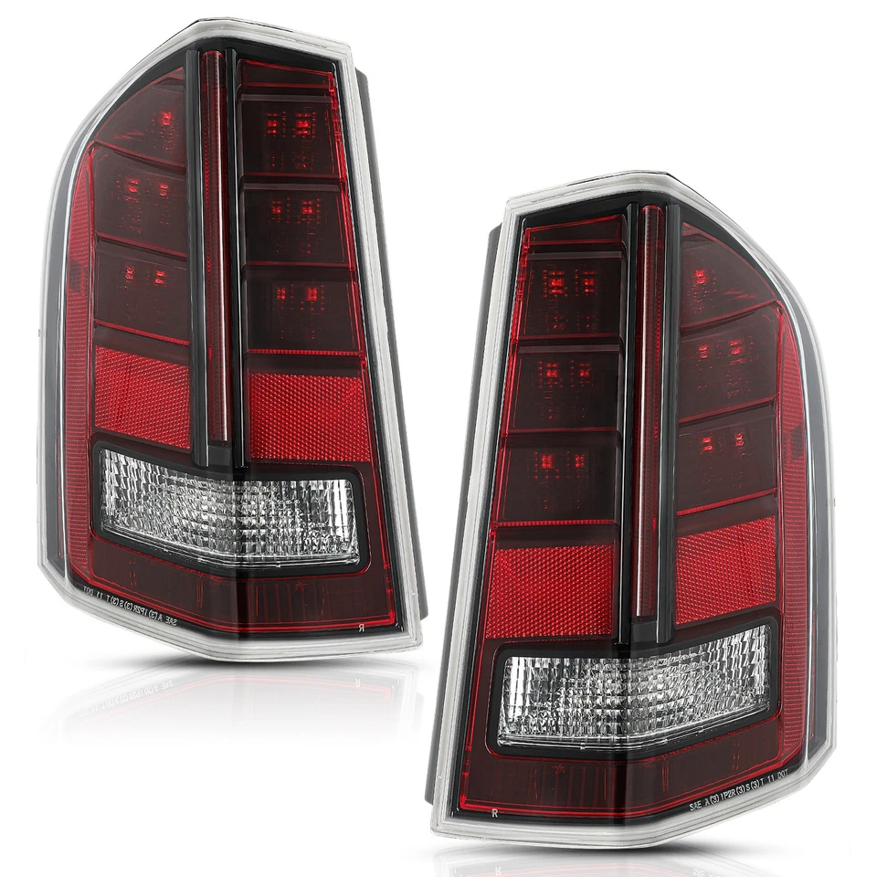 For 2011-2014 Chrysler 300 w/ Red Accent LED Tail Lights Black Brake Lamps LH&RH Foto 1 de 4