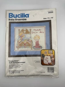 Bucilla Baby Ensemble "Sleepytime" Birth Announcement Kit #49559 New Old Stock - Picture 1 of 2