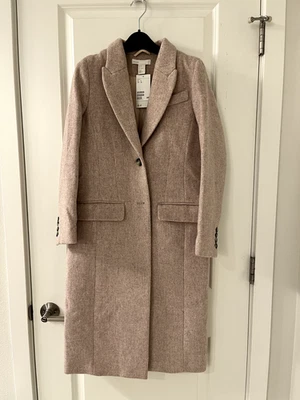 NUEVO CON ETIQUETAS - Chaquetón H&M Fieltro Mezcla Lana Beige Con Tono Rosa Talla 0  Foto 1 de 4