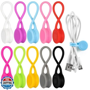 Reusable Magnetic Cable Ties, 10 Color 4.3 Inch Silicone Cable Ties Cord Orga - Afbeelding 1 van 5