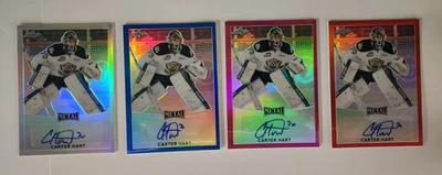 2016-17 Carter Hart Leaf Metal Prismatic Red Pink Blue Silver BA-CH2 Flyers 2018 - Image 1 of 4