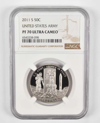 2011-S Commemorative Half Dollar US Army PF70 NGC Brown Label *8763 - Image 1 of 4