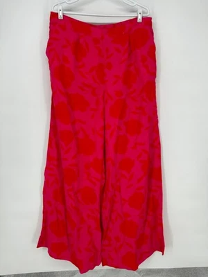 Pantalones Kate Spade Mujer 2XL Rosa Clásico Rosa Tiro Alto Lino Pantalones Florales Foto 1 de 4