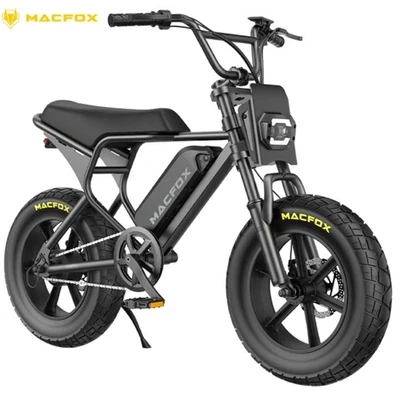 Bicicleta eléctrica Macfox M16 Peak 750W 499Wh (48V 10.4Ah) 20 MPH con neumáticos gruesos de 16"" NUEVA Foto 1 de 4