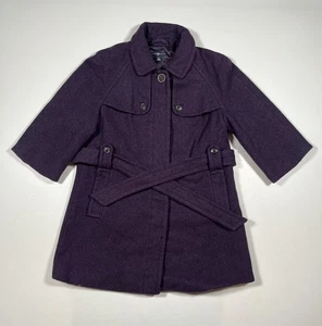 GAP Coat Womens Medium Purple Belted 3/4 Sleeve Trench Style Fully Lined Winter - Picture 1 of 4