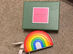 Brandneu mit Etikett Kate Spade New York Regenbogen Leder Münzbörse & Schlüsselring NEU - Bild 1 von 5