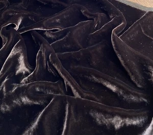 Dark Brown Silk Velvet Fabric by the Yard, 1/2 Yard and 1/4 Yard, 45" Wide, V44 - Picture 1 of 3