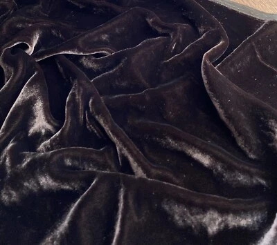 Dark Brown Silk Velvet Fabric by the Yard, 1/2 Yard and 1/4 Yard, 45" Wide, V44 - Image 1 of 3