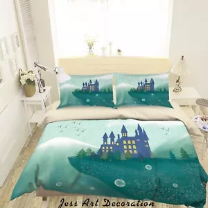 3D Castle Painting Kids Quilt Cover Set Duvet Cover Bedding Pillowcases - Picture 1 of 6