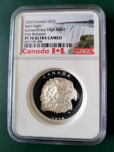 2020 Canada $25 1 oz 9999 Silver Bald Eagle NGC PF70 Ultra Cameo First Releases - Picture 1 of 3