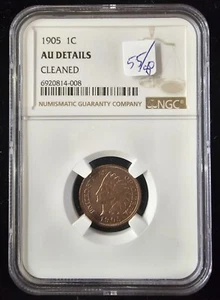 1905 1c Indian Head Cent NGC AU-DETAILS - Picture 1 of 2